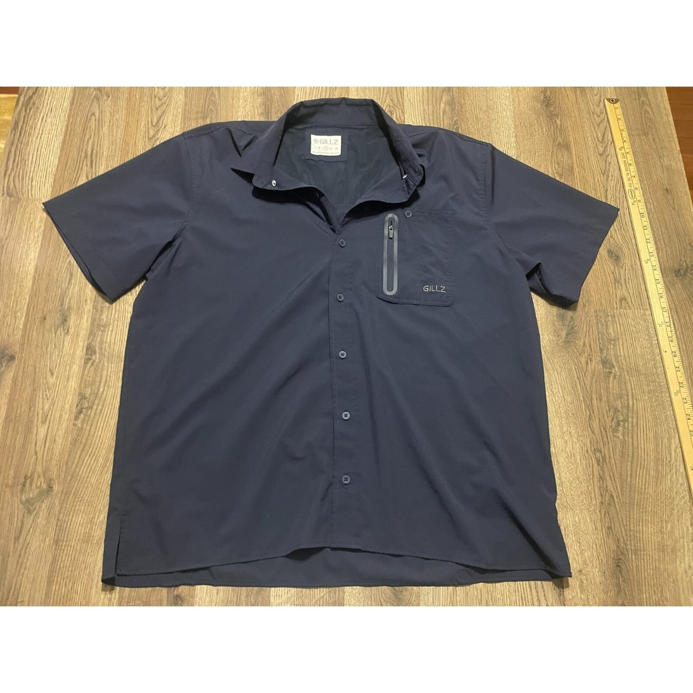 Gillz Shirt, Men's Size XL, Blue, Button Up, Short Sleeve, Pocket
